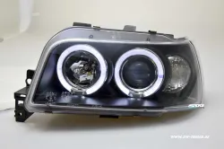 angel eye headlights for Renault Clio I 90-95 LED 2 halo rims black