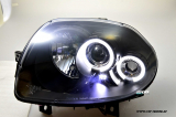 angel eye headlights Renault Clio II 98-01 LED 2 halo rims black