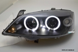 Angel Eye Scheinwerfer passend fr Opel Astra G mit 2 LED Standlichtringe black