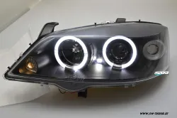 Angel Eye headlights suitable for Opel Astra G with 2 LED halo rims black