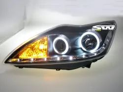 Angel Eye Scheinwerfer für Ford Focus Mk2 08-11 mit CCFL-Ringe black