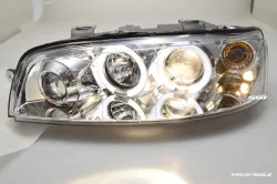 angel eye headlights Fiat Punto type 188 99-02 2 LED halo rims chrome