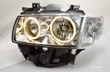 Angel Eye Scheinwerfer fr VW T4 97-03 mit 2 Standlichtringe chrom Langer Vorderwagen