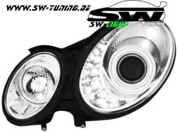 SW-Light Xenon Scheinwerfer für Mercedes Benz W211 E-Klasse 02-06 chrom HID