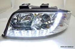 SW-DRL Scheinwerfer passend für AUDI A6 4B 01-04 Facelift LED Tagfahrlicht R87 chrome