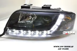 SW-DRL Scheinwerfer passend für AUDI A6 4B 01-04 Facelift LED Tagfahrlicht R87 Black