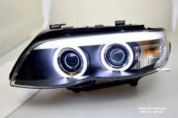 SW CCFL angel eye Xenon headlights BMW E53 LCI 03-07 X5 Facelift CCFL halo rims black
