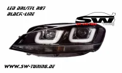 SW-DRLtube headlights VW Golf VII 12-15 black with LED DRL R87 Black-Line