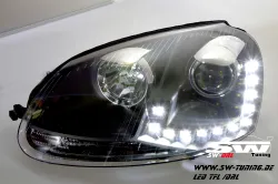 SW-DRL Scheinwerfer für VW Golf V 2003-2009 LED Tagfahrlicht R87 black