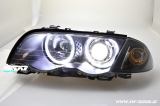 angel eye headlights suitable for 3series BMW E46 sedan 4doors stationwagon 98-01 High LED halo rims black