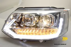 SW-DRLTube headlights VW T5 Facelift GP type 7H 09-14 LED DRL / dynamic indicator chrome