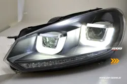 SW-DRLtube Scheinwerfer VW Golf VI 08-12 Dynamischer Blinker LED TFL U-Lighttube black