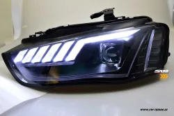 SW-DRL-Tube headlights for AUDI A4 B8 8K 12-15 LED-DRL dynamic indicator Lightbar black